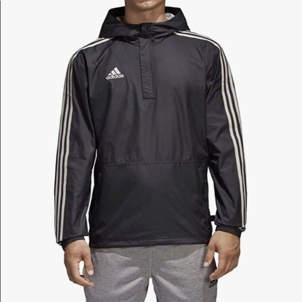 Adidas Men Tango Windbreaker Hood Jacket Black White Hooded Large